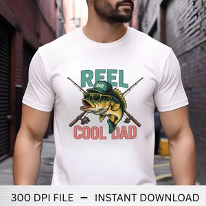 Shirt haspel cool Dad - grappig vissen vader T-shirt, retro coole vader SVG, vaderdagshirt, cadeau visliefhebber van zoon of dochter