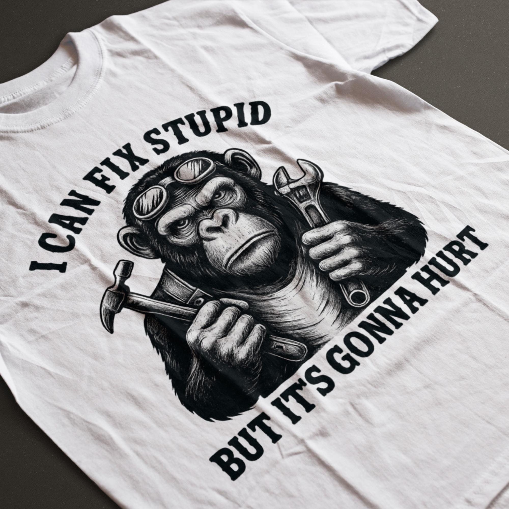 Funny Monkey Mechanic PNG: Sarcastic Quote Digital Design (SVG File ...