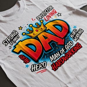 Camiseta engraçada para o pai – Presente para o Dia dos Pais – Camiseta legal para o pai – Herói cristão forte – Camiseta do melhor pai de todos os tempos para aniversário