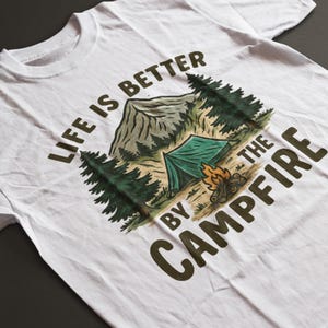 Campfire T-Shirt Design: Vintage Hiking, Camping PNG (Digital Download)