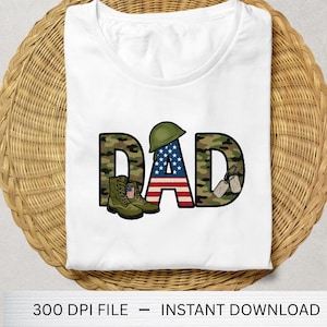 Military Dad Shirt – Army Dad Gift Tee, Camo Patriotic Dad Shirt, Veteran Dad Tee, USA Army Boots T-Shirt, Military Gift for Father
