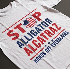 おもしろワニシャツ - エバーグレーズ抗議Tシャツ - アルカトラズ阻止シャツ - ワニ活動家への贈り物 - アメリカ国旗グラフィックTシャツ - エコ意識