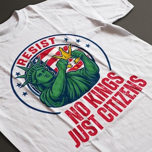 Camiseta No Kings – Camiseta Protest Liberty – Camiseta Just Citizens – Camiseta Antimonarquia – Presente da Liberdade Política – Camiseta Power to People