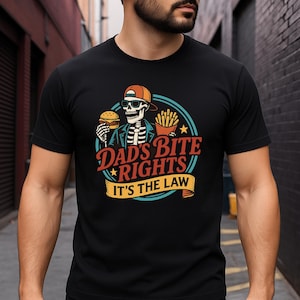 Papas Beißrechte – Es ist das Gesetz | Lustiges Papa Shirt, Papa Witz Tee, Vatertags Geschenk, Skelett Papa, Grill Meister, Snack Steuer, Cooles Papa Tee