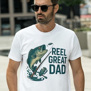 Grappig shirt vissen vader – haspel geweldig cadeau vader – Vaderdag shirt voor hem – T-shirt baars vissen – T-shirt coole vader – cadeau outdoor visser