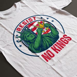 Camiseta Resist No Kings – Camiseta Crown Breaking – Camiseta com tema Liberty – Camiseta anti-realeza – Roupa ativista – Gráfico de protesto político