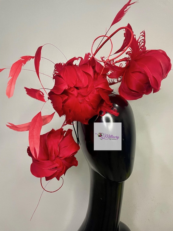 Peony Feather Flower Fascinator - Etsy display picture 1