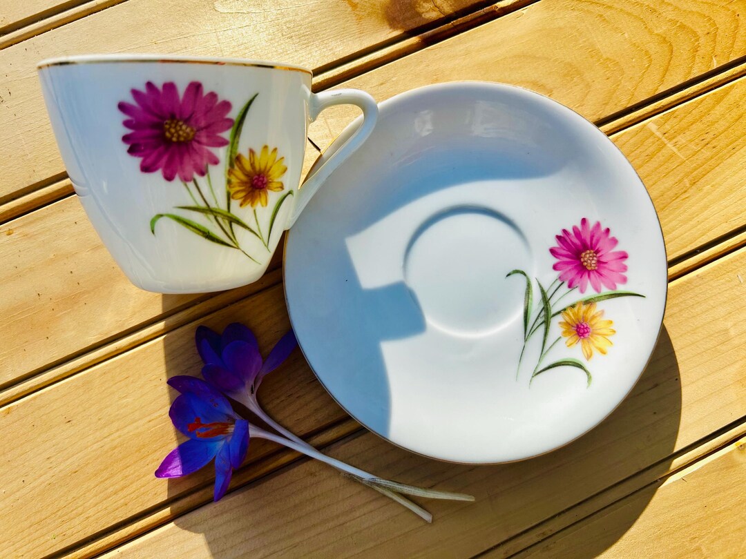 Floral Teacup And Saucer Etsy