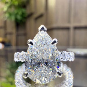 Pear Shape Lab Engagement Ring 2.54 Carat Center Stone, 1.70 Carats Setting, 4.24 Total Carat Weight IGI Certified | 18Kt White Gold