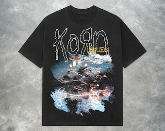 KORN Tシャツ、KORNロックバンド風グラフィックTシャツ、ユニークな