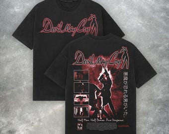 Retro PS2 Devil May Cry - Vintage Y2K Video Game T-Shirt - 100% Cotton Heavyweight Shirt - Grunge Streetwear Aesthetic Tee