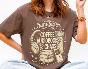 Audiobook Shirt, Bookish Sweatshirt, Books and Coffee, Gifts For Book Lovers