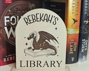 Personalized library sign bookish library sign custom name library sign Gift for Book Lover book nook sign bookcase sign book sign