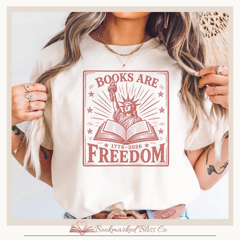 patriotic reader shirt with statue liberty and open book america 250 design