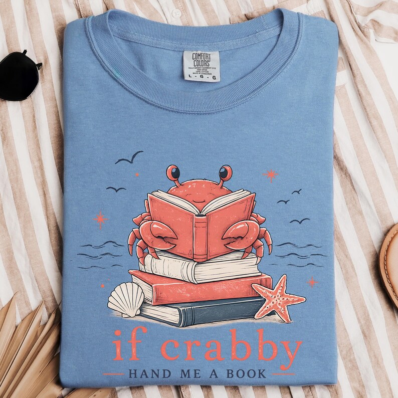 Soft boutique style coastal graphic tee for bookworms who love beach reading