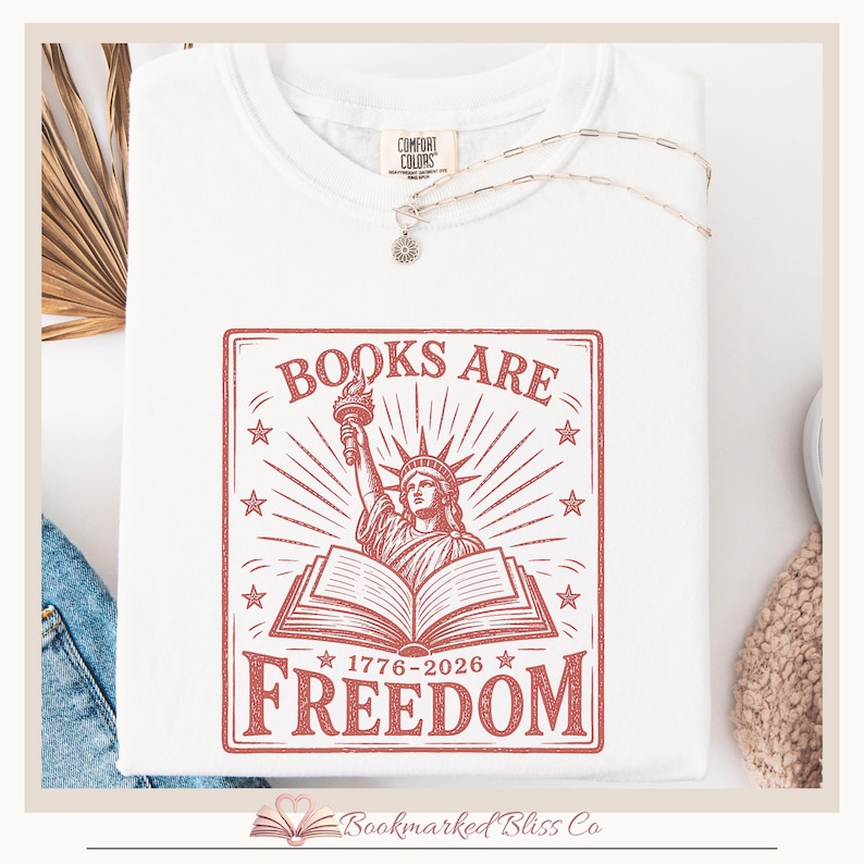 america 250 shirt for readers featuring liberty and book illustration