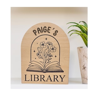 Personalized Library Sign | Custom Bookshelf Decor | Unique Book Nook Gift | Reader Gift | Bookish Decor for Book Lovers