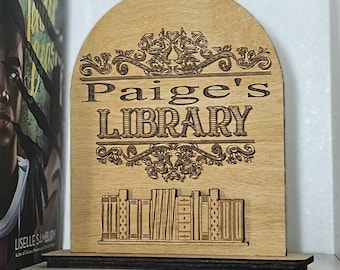 Personalized library sign bookish library sign custom name library sign Gift for Book Lover book nook sign bookcase sign book sign