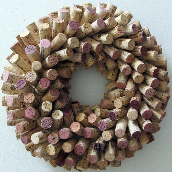 Unique Wine Cork Wreath - 16" Diameter - Wedding Housewarming Christmas Gift, Cottage Chic Wine Lover Home Decor, Eco Friendly