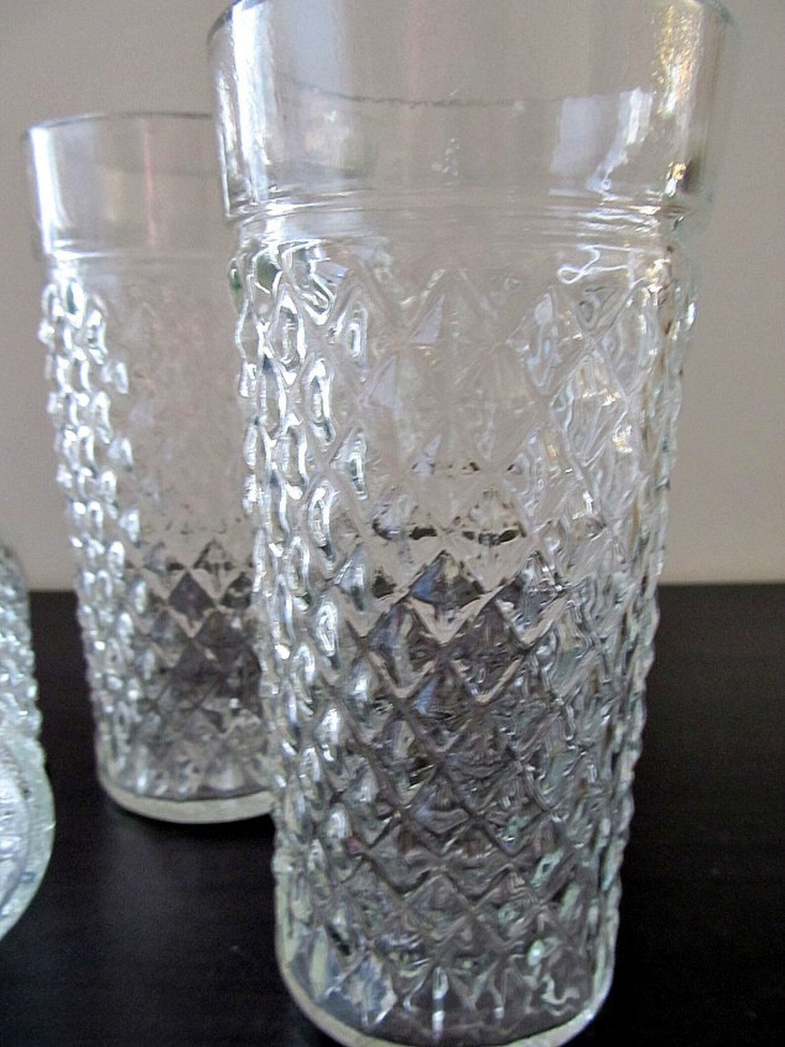Pressed Glass Tumblers in Diamond Pattern Set Of Four Etsy