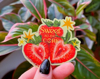 Strawberry Sticker | Whimsical Fruit Decal | Matte Vinyl Laptop, Water Bottle Sticker