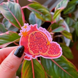 Pomegranate Sticker | Whimsical Fruit Decal | Matte Vinyl Laptop, Water Bottle, Cottagecore