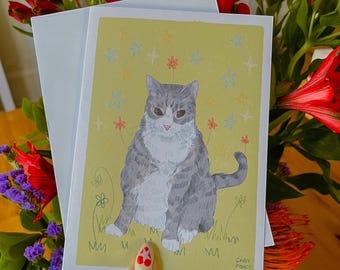 Grumpy Cat Love Card | Funny Illustrated Greeting, Cat Lover Gift A7