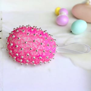 Decorative Easter Egg Ornaments handmade Starflake beaded styrofoam egg, a beautiful accent for your Easter egg tree or Spring decorations
