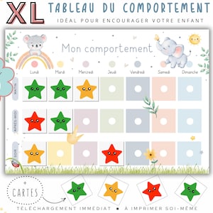 Tableau comportement enfant idéal pour encourager les bonnes habitudes, Tableau motivation Montessori garçon ou fille | À IMPRIMER SOI MÊME