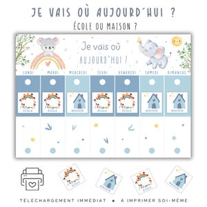 Planning enfant école maison, Semainier à images enfant, Emploi du temps visuel, Calendrier enfant maternelle | À IMPRIMER SOI-MÊME