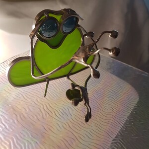 Frog remote or cell phone holder Stained Glass and Wire image 3