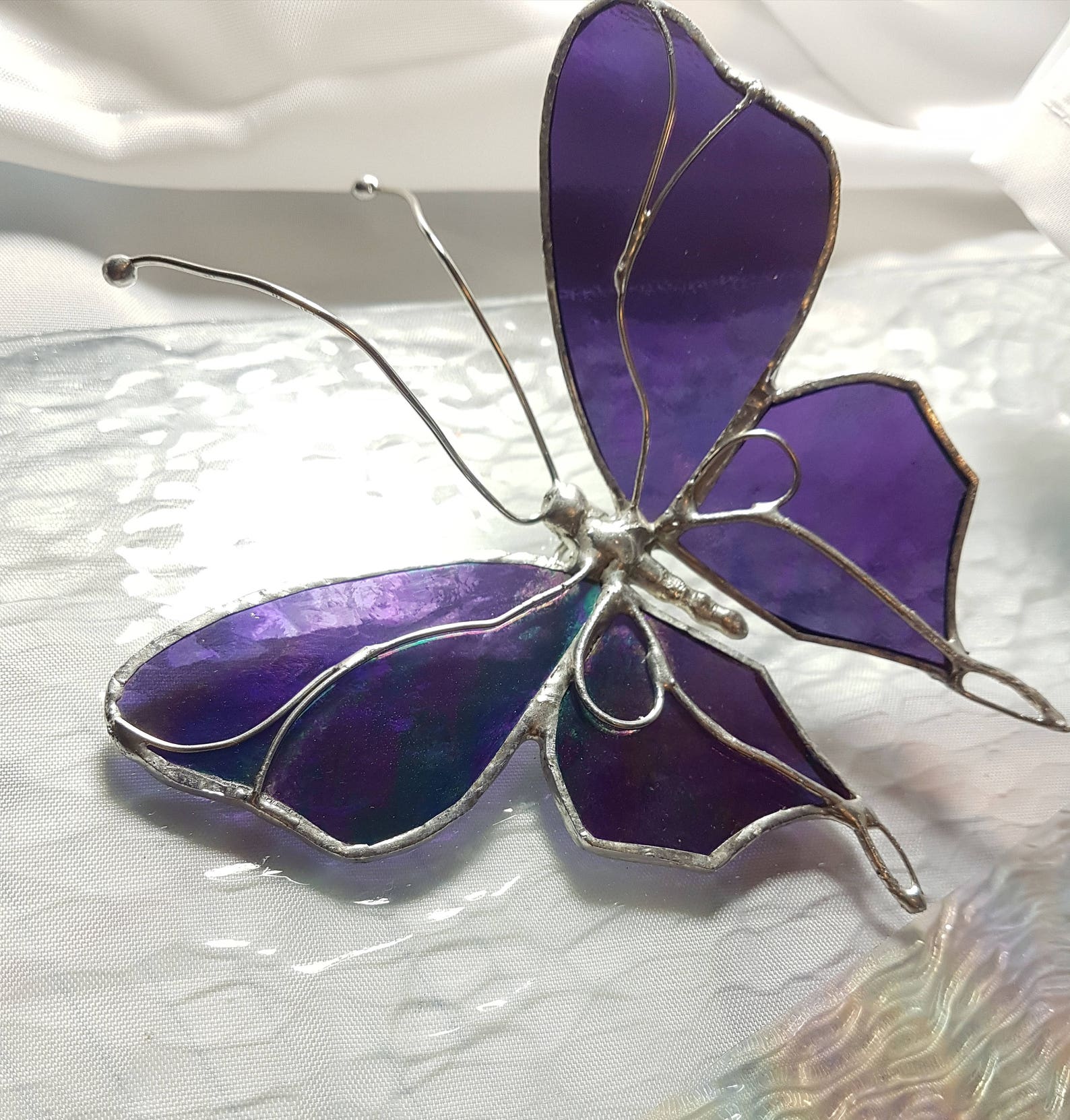 Iridescent Purple Stained Glass butterfly repositionable Etsy
