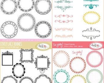 Vintage digital frames label frames vector frames clip art