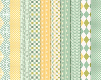 Retro Pastel Digital Paper Pack, Vintage Scrapbook Backgrounds (JPEG)