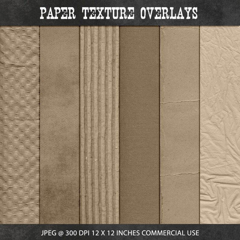 Corrugated Cardboard Texture Set, Creased Paper (Digital Download) image 1