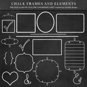 Chalkboard art, chalkboard frames, chalkboard labels, chalkboard digital paper, chalkboard clipart, commercial use clipart, P155