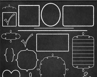 Chalkboard Frames Clipart, Digital Paper Texture (Digital Download)