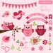 Valentine Vector Clipart Owl Clipart Bird Clipart Floral - Etsy