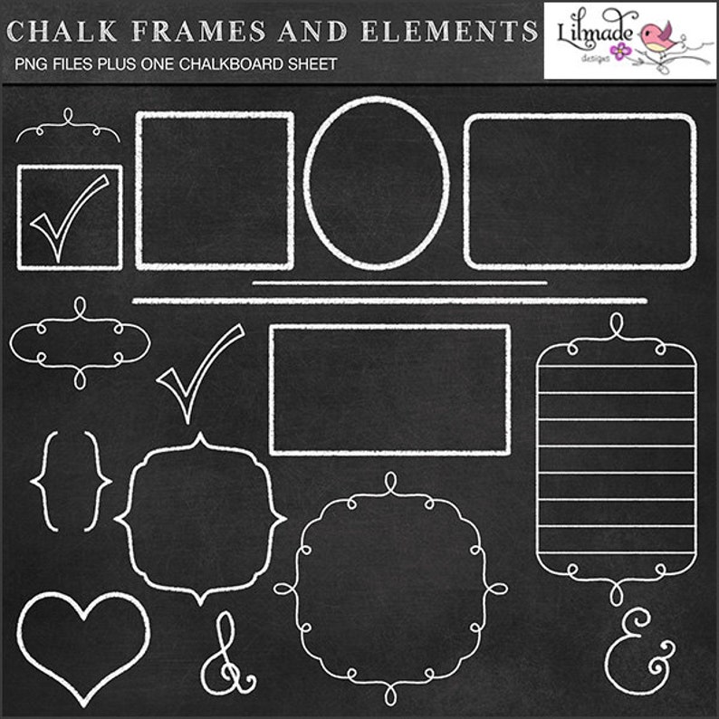 Chalkboard clipart, chalkboard frames, chalkboard floral clipart, vintage chalkboard clipart, chalkboard texture, clipart bundle, P201 image 5
