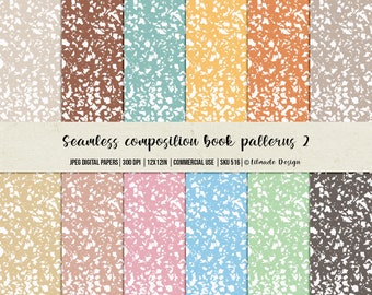 Boho Composition Notebook Pattern, Seamless Digital Paper (JPEG)