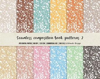 Seamless composition notebook pattern, composition notebook cover, digital paper, printable backgrounds for teachers and planner design P514