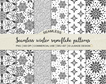 Snowflake Seamless Pattern, Winter Overlays (PNG)
