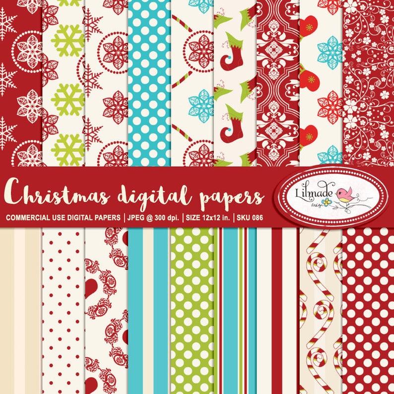 Commercial Use White Kraft Christmas Christmas Digital Paper Shabby Vintage Backgrounds Patterns Printables
