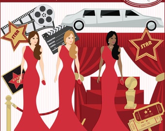 Red carpet clipart, Hollywood clipart, Oscar ceremony clipart, Grammy awards clipart, celebrity clipart, movies clipart, P110