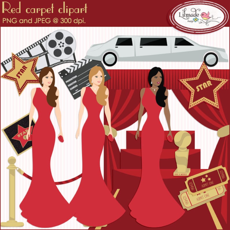 Red carpet clipart, Hollywood clipart, Oscar ceremony clipart, Grammy awards clipart, celebrity clipart, movies clipart, P110 image 1