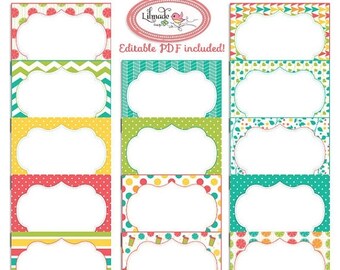 50%OFF Digital printable labels, digital printable cards, 3.5 x 2.5 inch cards, editable PDF cards and labels, candy buffet labels. Pr180
