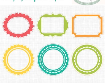 Frames clip art, vector clipart, round frames, round scallop frame, oval scallop frame, parenthesis shaped frame, P185