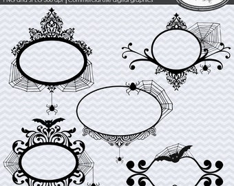 Gothic Halloween frames, Halloween vintage frames, goth Halloween clipart, Vintage Halloween, spooky clipart, Gothic clipart, P88