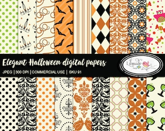 Halloween digital paper, elegant Halloween papers, gothic Halloween, gothic Halloween digital paper, Halloween scrapbook paper, P91