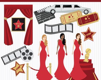 Red Carpet Clipart, Hollywood, Oscar, Grammy (PNG, JPEG)